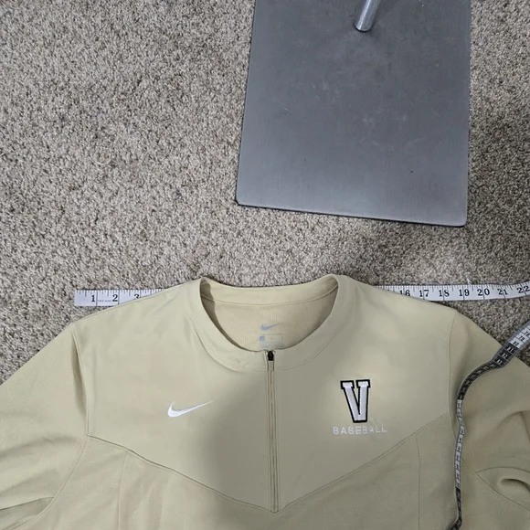 Sz L Men's Vanderbilt Baseball Vandy Boys Quarter Zip Jacket Gold Nike Dri-Fit - Picture 9 of 9